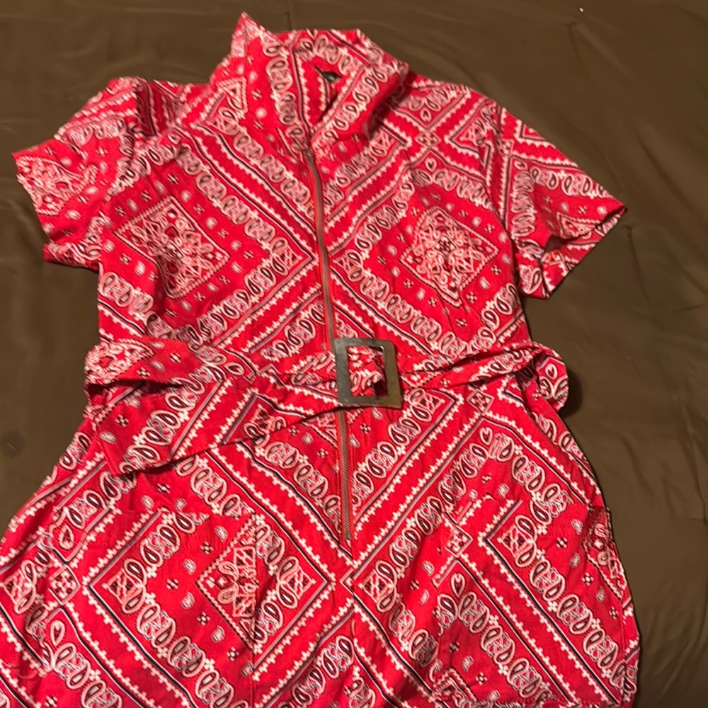 Red Bandana Print Jumpsuit